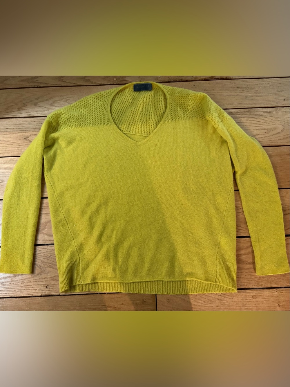Neon Greenish Yellow Velvet by Graham and Spencer Cashmere Women's Sweater